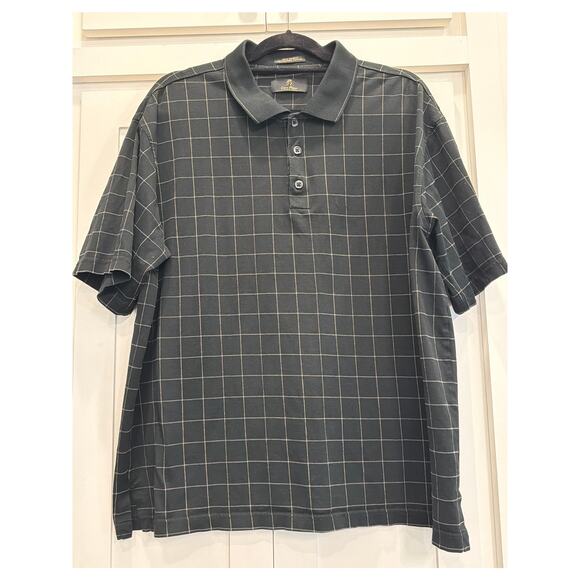 Gary Player 100% Cotton black windowpane Golf Polo LG - Picture 1 of 8